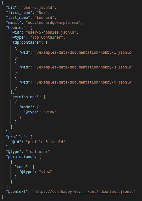 Jsonld file used for nested data list